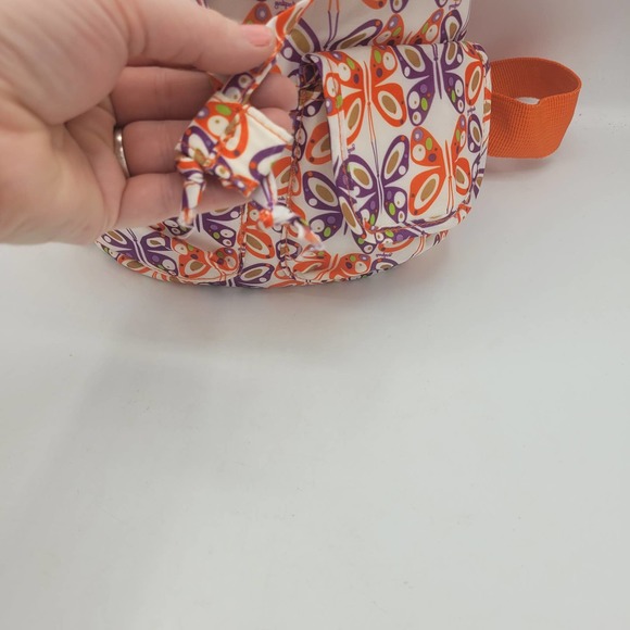 Yak Pak Orange Purple White Butterfly Print Backpack Size 9.5"x8.5" - Picture 3 of 8
